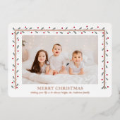 メリークリスマス金ゴールド長方形赤離れ緑 箔シーズンカード (正面)