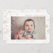 メリークリスマス金ゴールド雪カスタム片の写真 シーズンカード (正面/裏面)