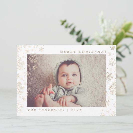 メリークリスマス金ゴールド雪カスタム片の写真 シーズンカード (スタンド正面)