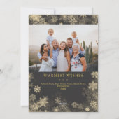 メリークリスマス金ゴールド雪片フォトコラージュ  シーズンカード (裏面)