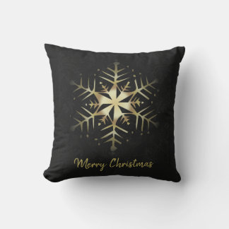 メリークリスマス金ゴールド雪片 クッション