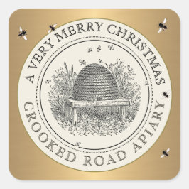 メリークリスマス金ゴールド&アイボリーアピールラベル スクエアシール