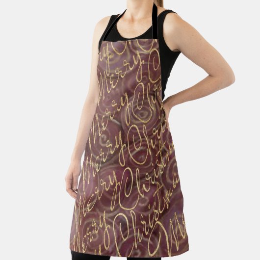 メリークリスマス金ゴールド エプロン (インサイチュ)