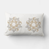 メリークリスマス金ゴールド&シルバースターブラック&ホワイト ランバークッション (正面)