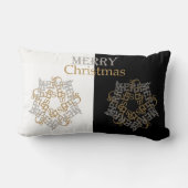 メリークリスマス金ゴールド&シルバースターブラック&ホワイト ランバークッション (裏面)