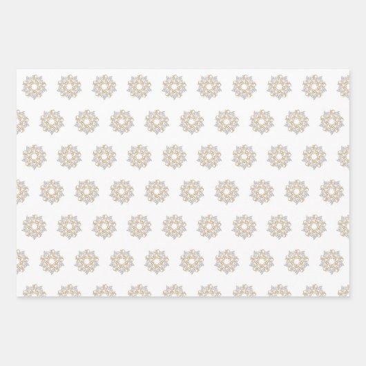 メリークリスマス金ゴールド&シルバースターホワイト ラッピングペーパーシート (正面2)