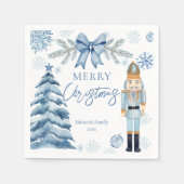 メリークリスマス銀色の弓くるみクラッカー スタンダードカクテルナプキン (正面)