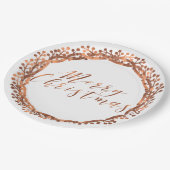 メリークリスマス銅ルックベリーリースデザイン ペーパープレート (アングル)