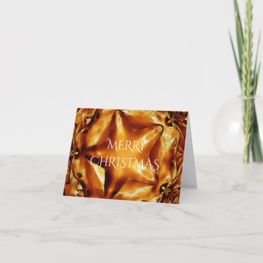 メリークリスマス銅金ゴールド光沢のある星 シーズンカード (正面)