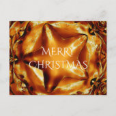 メリークリスマス銅金ゴールド光沢のある星 シーズンポストカード (正面)