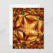 メリークリスマス銅金ゴールド光沢のある星 シーズンポストカード (正面/裏面)