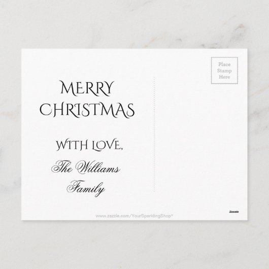 メリークリスマス銅金ゴールド光沢のある星 シーズンポストカード (裏面)