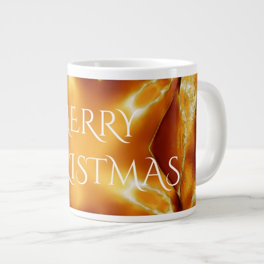 メリークリスマス銅金ゴールド光沢のある星 ジャンボコーヒーマグカップ (正面右)