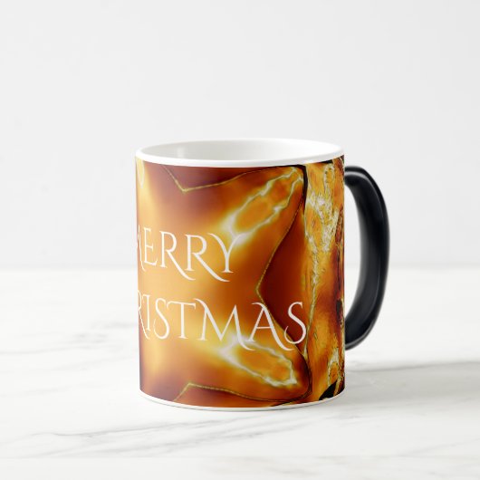 メリークリスマス銅金ゴールド光沢のある星 モーフィングマグカップ (正面右)