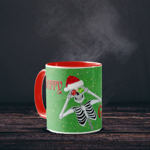 メリークリスマス間抜けスケルトンオーナメントアイズハット マグカップ