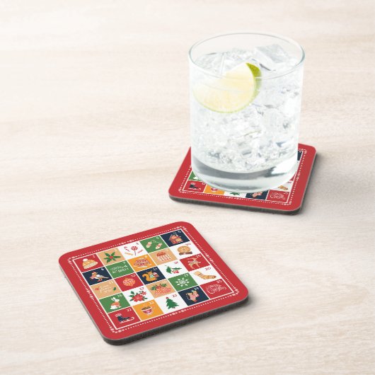 メリークリスマス降臨暦ポインセチア赤 コースター (右側)