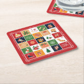 メリークリスマス降臨暦ポインセチア赤 スクエアペーパーコースター (アングル)