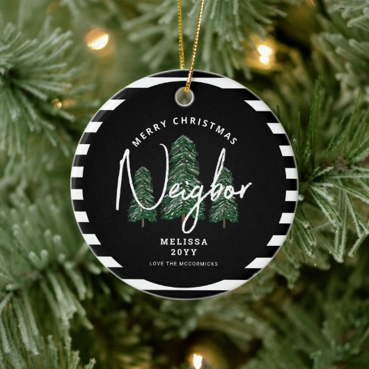 メリークリスマス隣人パーソナライズされたカスタム セラミックオーナメント (ツリー)