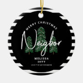 メリークリスマス隣人パーソナライズされたカスタム セラミックオーナメント (正面)