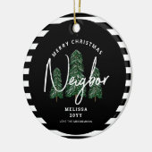 メリークリスマス隣人パーソナライズされたカスタム セラミックオーナメント (左)