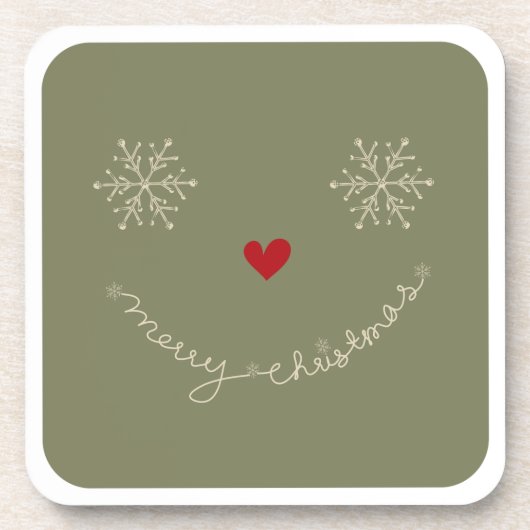 メリークリスマス雪おもしろい片スマイリーフェイスキッズ コースター (正面)