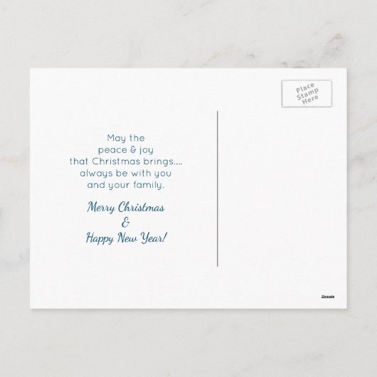 メリークリスマス雪だるまが手を振って微笑む シーズンポストカード (裏面)