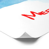 メリークリスマス雪だるまが手を振って微笑む ポスター (角)