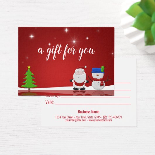 メリークリスマス雪だるまとサンタギフト券 (デスク)