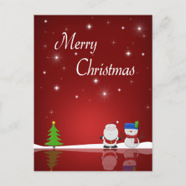 メリークリスマス雪だるまとサンタ・ホリデー葉書 シーズンポストカード