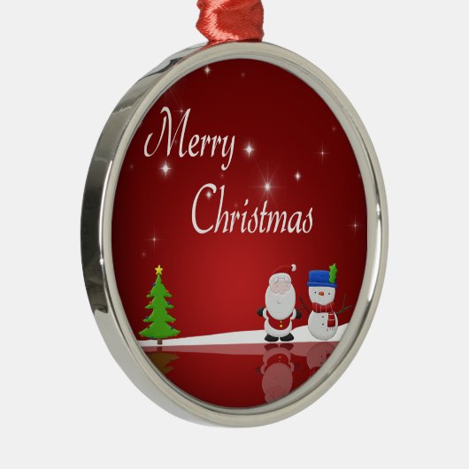 メリークリスマス雪だるまとサンタ メタルオーナメント (右)