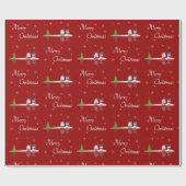 メリークリスマス雪だるまとサンタ ラッピングペーパー (フラット)