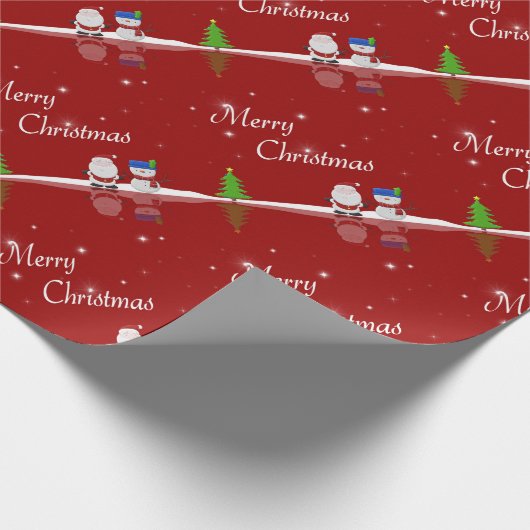 メリークリスマス雪だるまとサンタ ラッピングペーパー (角)