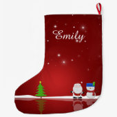 メリークリスマス雪だるまとサンタ ラージクリスマスストッキング (裏面)