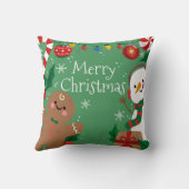 メリークリスマス雪だるまとジンジャーブレッドマン クッション (裏面)