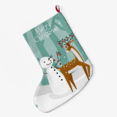 メリークリスマス雪だるまとトナカイ ラージクリスマスストッキング (裏面 (吊り時))