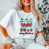 メリークリスマス雪だるまとワインTシャツ Tシャツ
