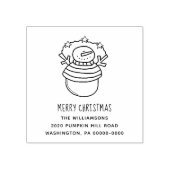 メリークリスマス雪だるまと星編集可能アドレス ラバースタンプ (インプリント)