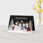 メリークリスマス雪だるまと木 カード (黄色い花)