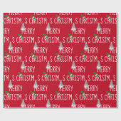 メリークリスマス雪だるまと木 ラッピングペーパー (フラット)