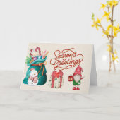 メリークリスマス雪だるまと格言 カード (黄色い花)