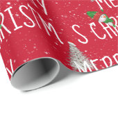 メリークリスマス雪だるまと雪の木 ラッピングペーパー (ロールコーナー)