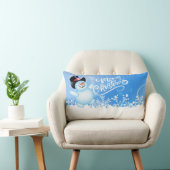 メリークリスマス雪だるまと雪片 ランバークッション (椅子)