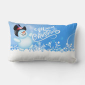 メリークリスマス雪だるまと雪片 ランバークッション (裏面)