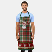 メリークリスマス雪だるまウォーターカラープライドwホリー エプロン (着用した状態)