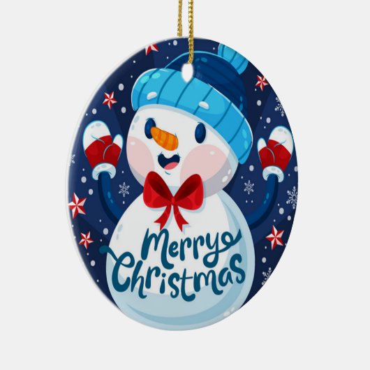 メリークリスマス雪だるまオーナメント セラミックオーナメント (右)
