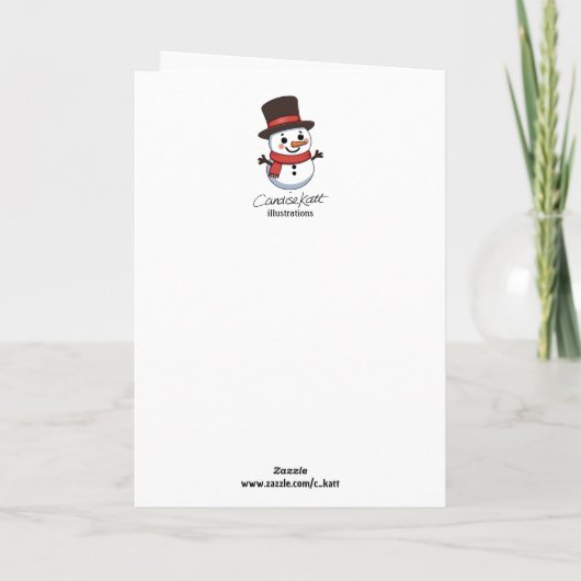 メリークリスマス雪だるまカスタムファミリー名 カード (裏面)