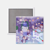 メリークリスマス雪だるまカフェ マグネット (正面/裏面)