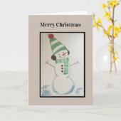 メリークリスマス雪だるまカード カード (黄色い花)
