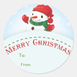 メリークリスマス雪だるまギフトラベルシール ラウンドシール
