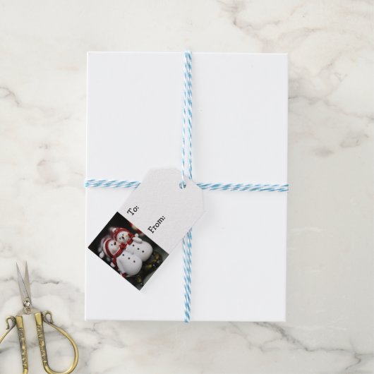 メリークリスマス雪だるまギフトラベル ギフトタグ (より糸つき)